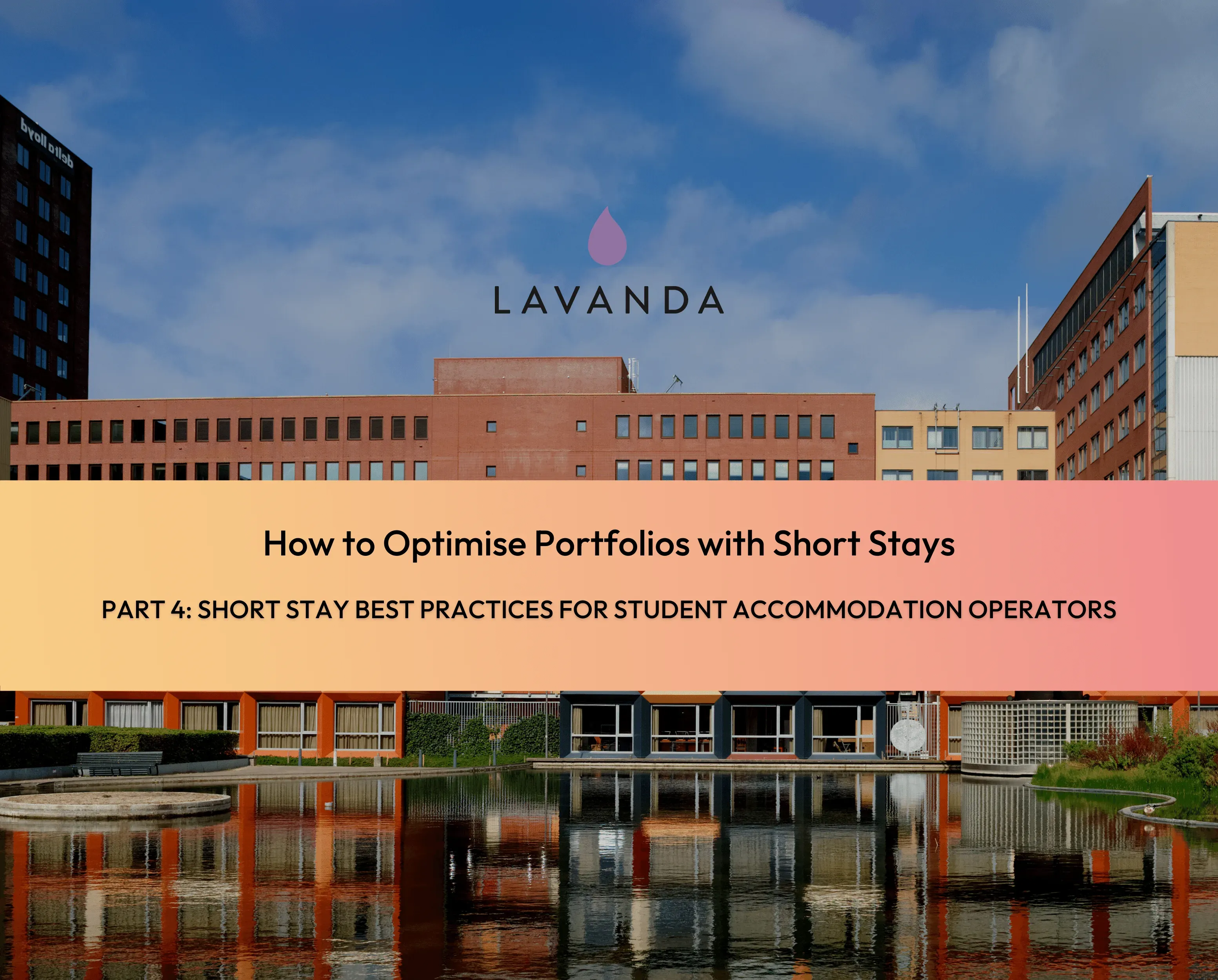 The ebook cover: a waterside city building under the title How to optimise portfolios with short stays, part four.