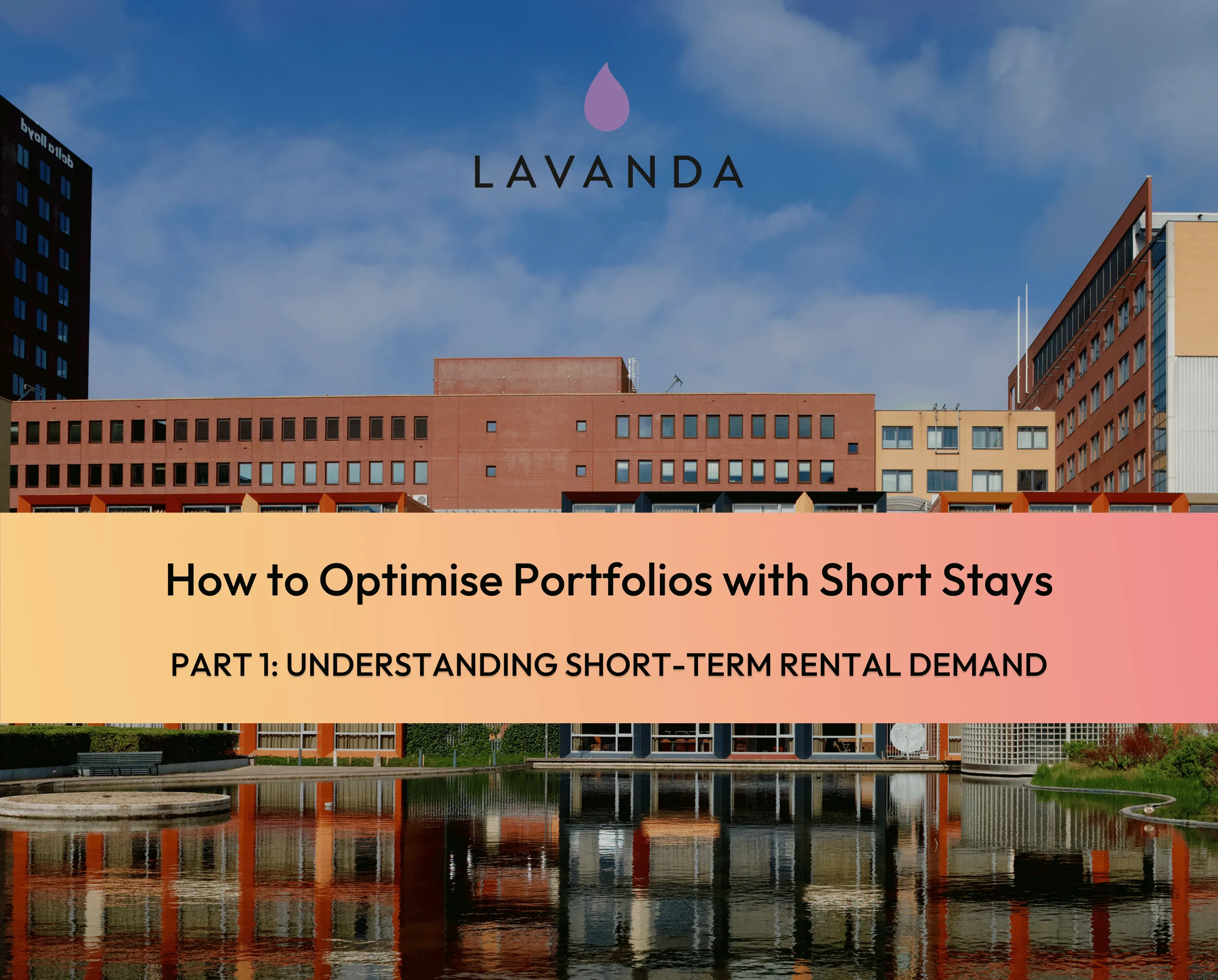 The ebook cover: a waterside city building under the title How to optimise portfolios with short stays, part one.