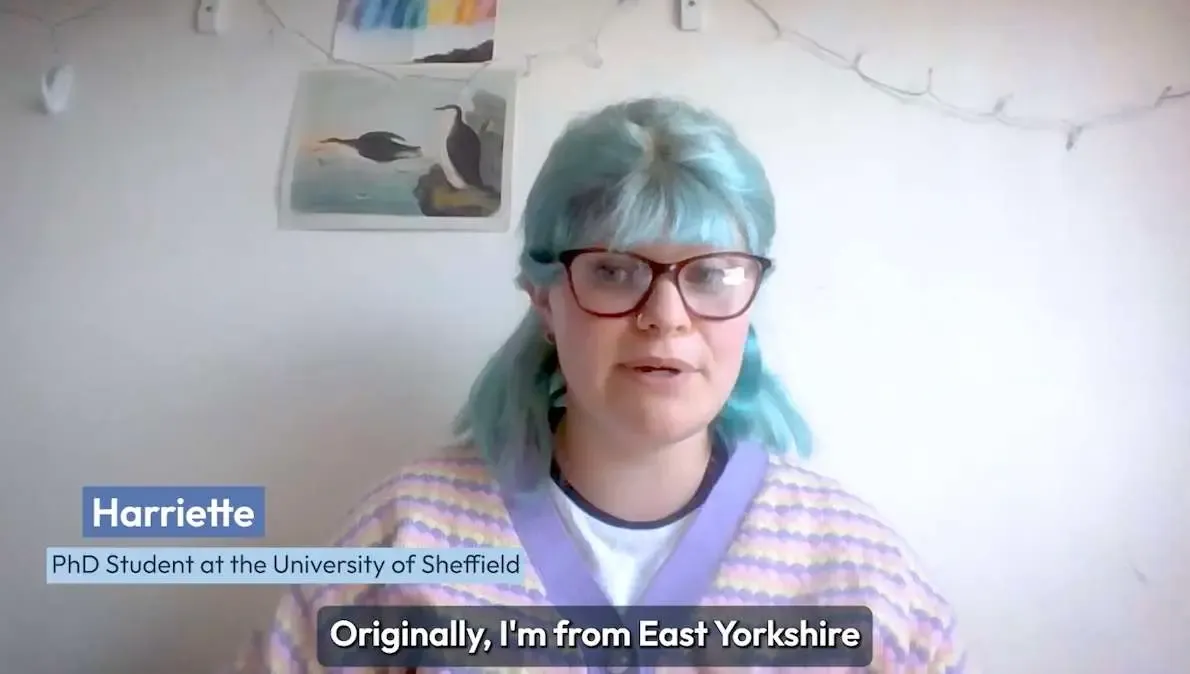 Harriette speaking during a student accommodation interview.